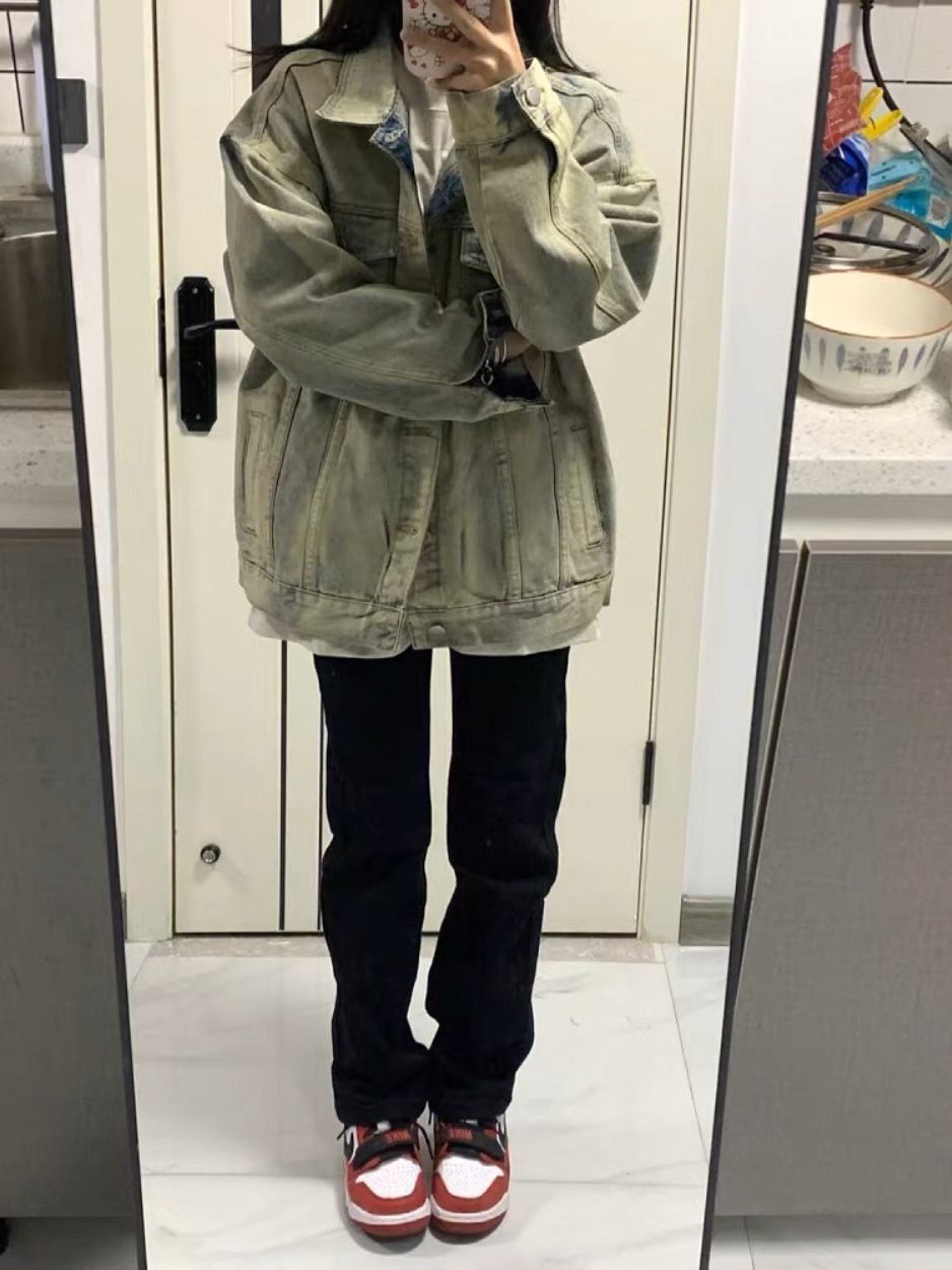 國潮街頭黑色高腰直筒牛仔褲子女秋冬小眾顯瘦顯高休閒百搭長褲