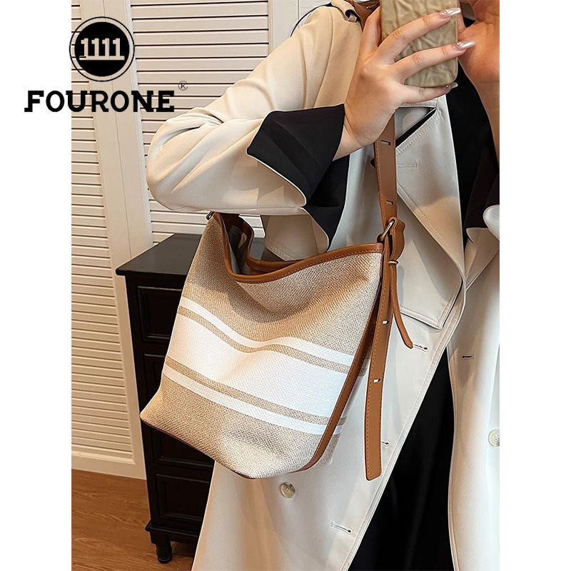 Canvas bag women's large capacity new versatile shoulder crossbody bag this year's popular cloth bag bucket bag