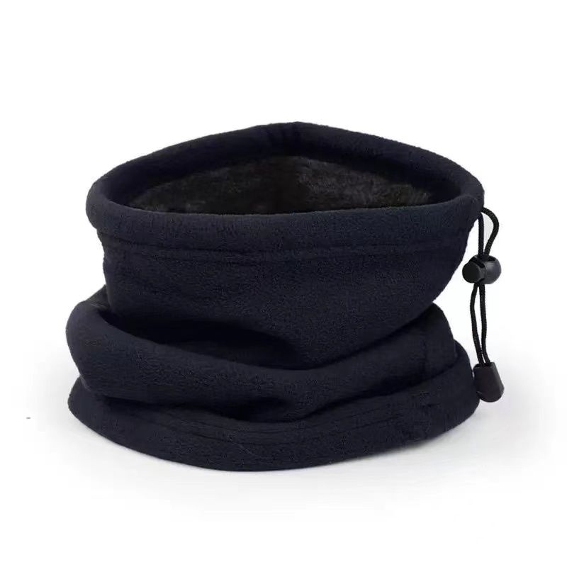 Winter warm plus velvet neck scarf for men and women outdoor cycling mask drawstring fleece double layer thickened polar fleece neck scarf cover