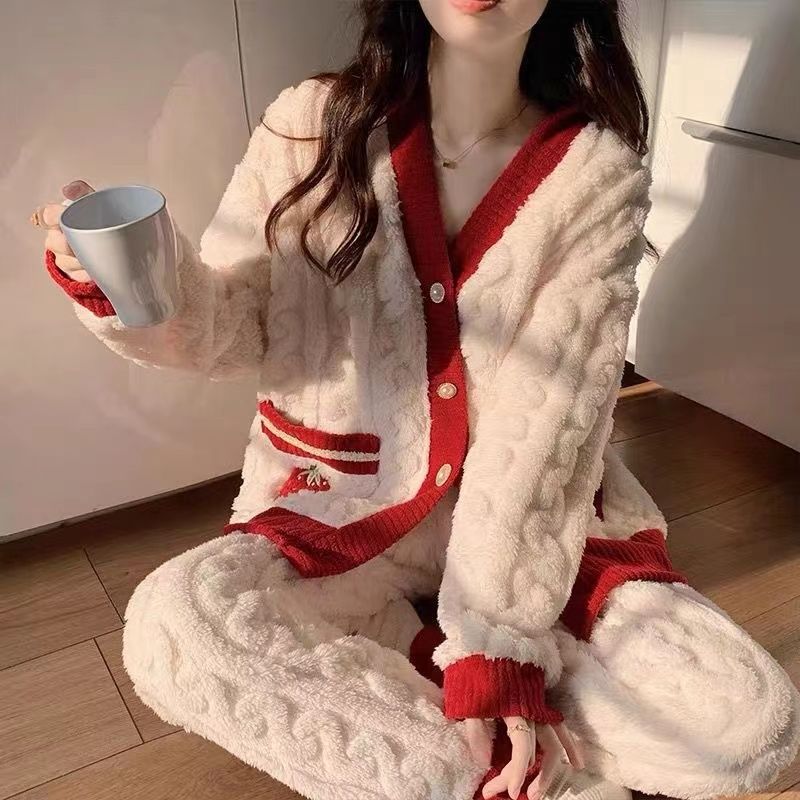 睡衣女士冬季珊瑚絨加厚加絨秋冬2023新款法蘭絨冬天可外穿家居服