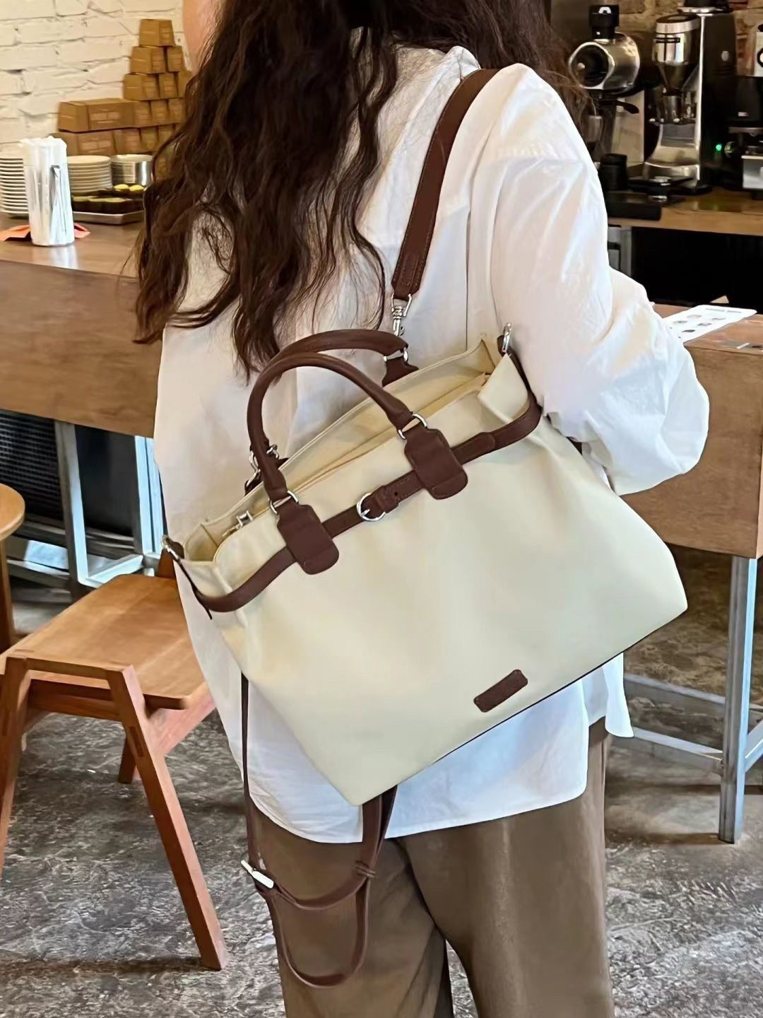 托特包包女2023秋季新款高級感質感原創小眾大容量軟皮雙肩...