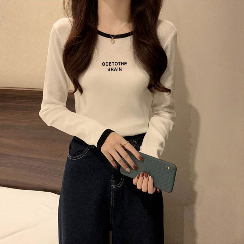 2023早秋新款長袖打底衫女內搭設計感小眾短款上衣正肩t恤春秋季