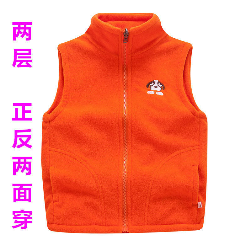 新款童裝兒童搖粒絨馬甲中大童秋裝加絨加厚無袖上衣男童女童馬夾