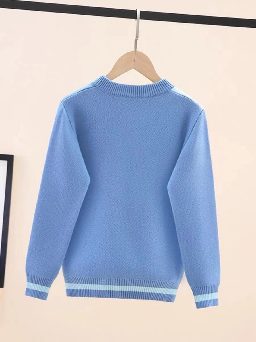 Boys' Sweater  Autumn and Winter New Children's Velvet Thickened Sweater for Medium and Large Children Western Style Boy's Winter Sweater