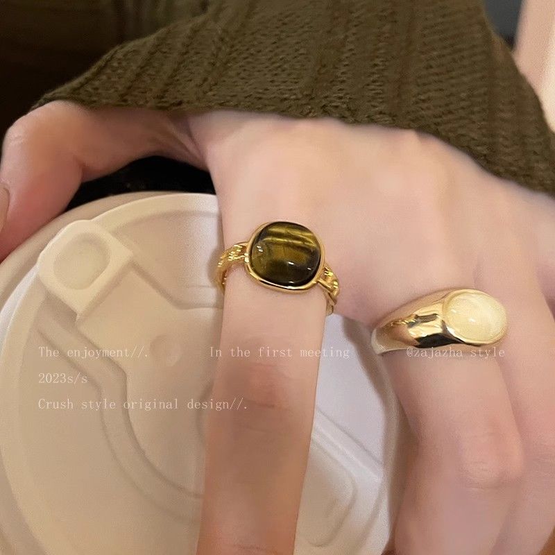 新中式开口戒指女生复古气质小众设计食指戒网红时尚个性闺蜜指环