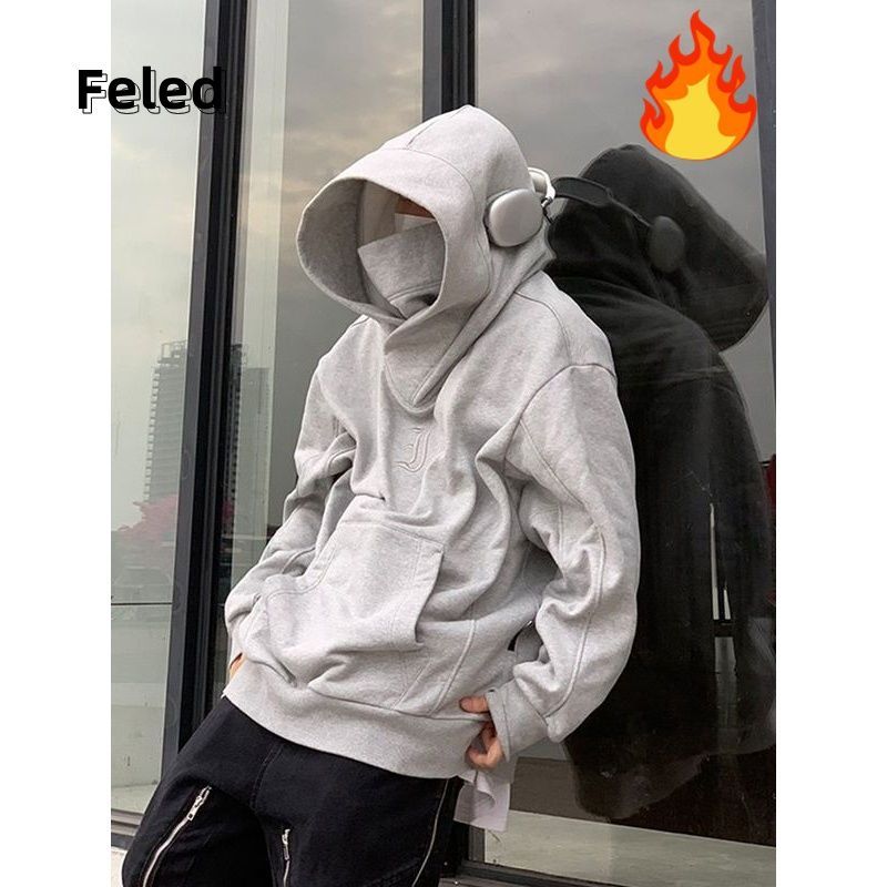 Feila Denton American trendy brand functional style jacket high collar hooded sweatshirt for men and women loose casual tops for couples