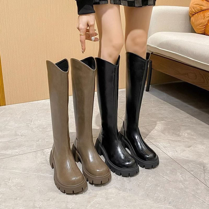 Heightening boots  autumn and winter boots for women new boots small thick sole V-shaped high Martin knight boots