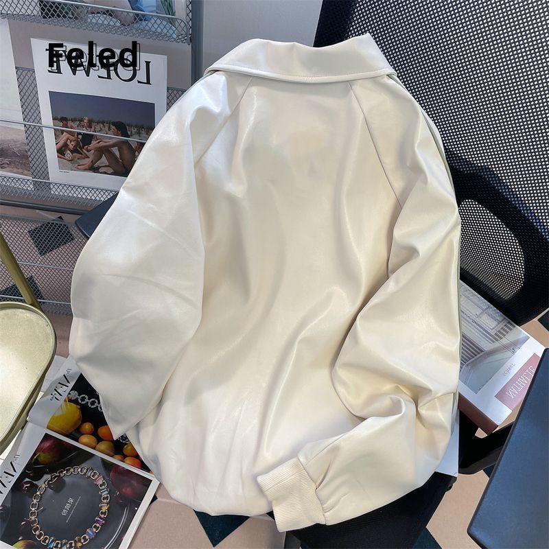 Feila Denton's new autumn style motorcycle leather jackets, men's and women's fashionable design, versatile hot girl trendy tops