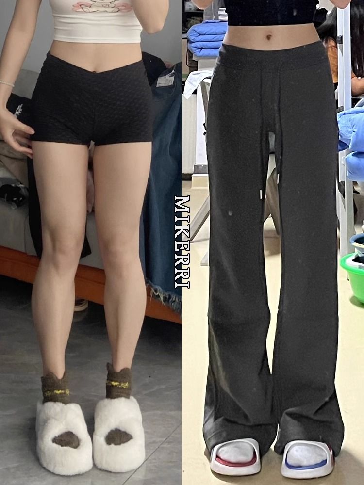 American retro micro-flare casual pants for women in autumn new hot girl low-waist wide-leg yoga pants straight-leg slimming sports pants