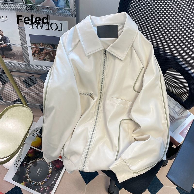 Feila Denton's new autumn style motorcycle leather jackets, men's and women's fashionable design, versatile hot girl trendy tops