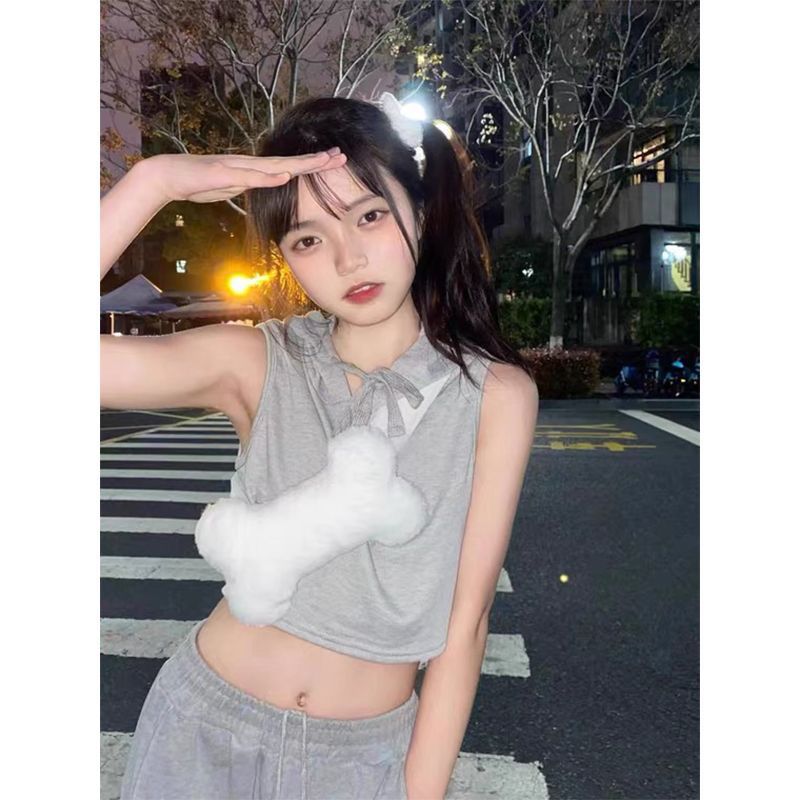 Niche design original four-season bone plush white cute chest bag crossbody bag trendy gift for girls