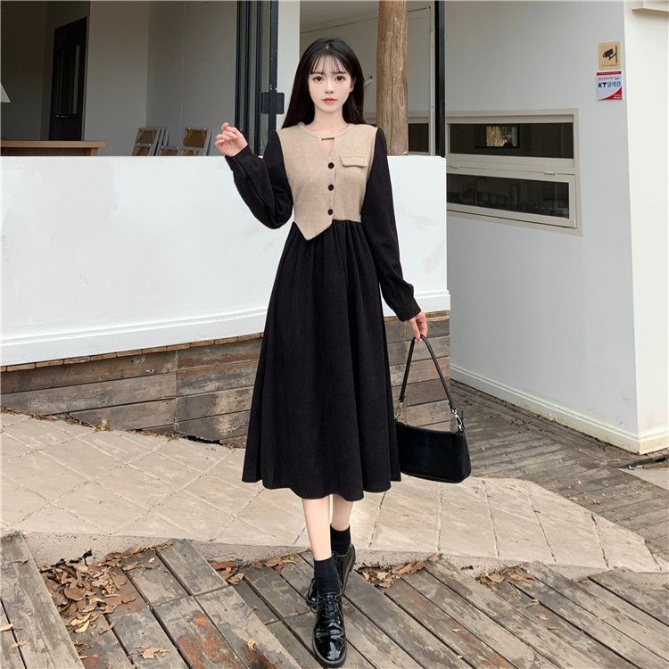 秋季新款大碼女裝韓版氣質連衣裙胖妹妹時尚寬鬆顯瘦減齡百搭長裙