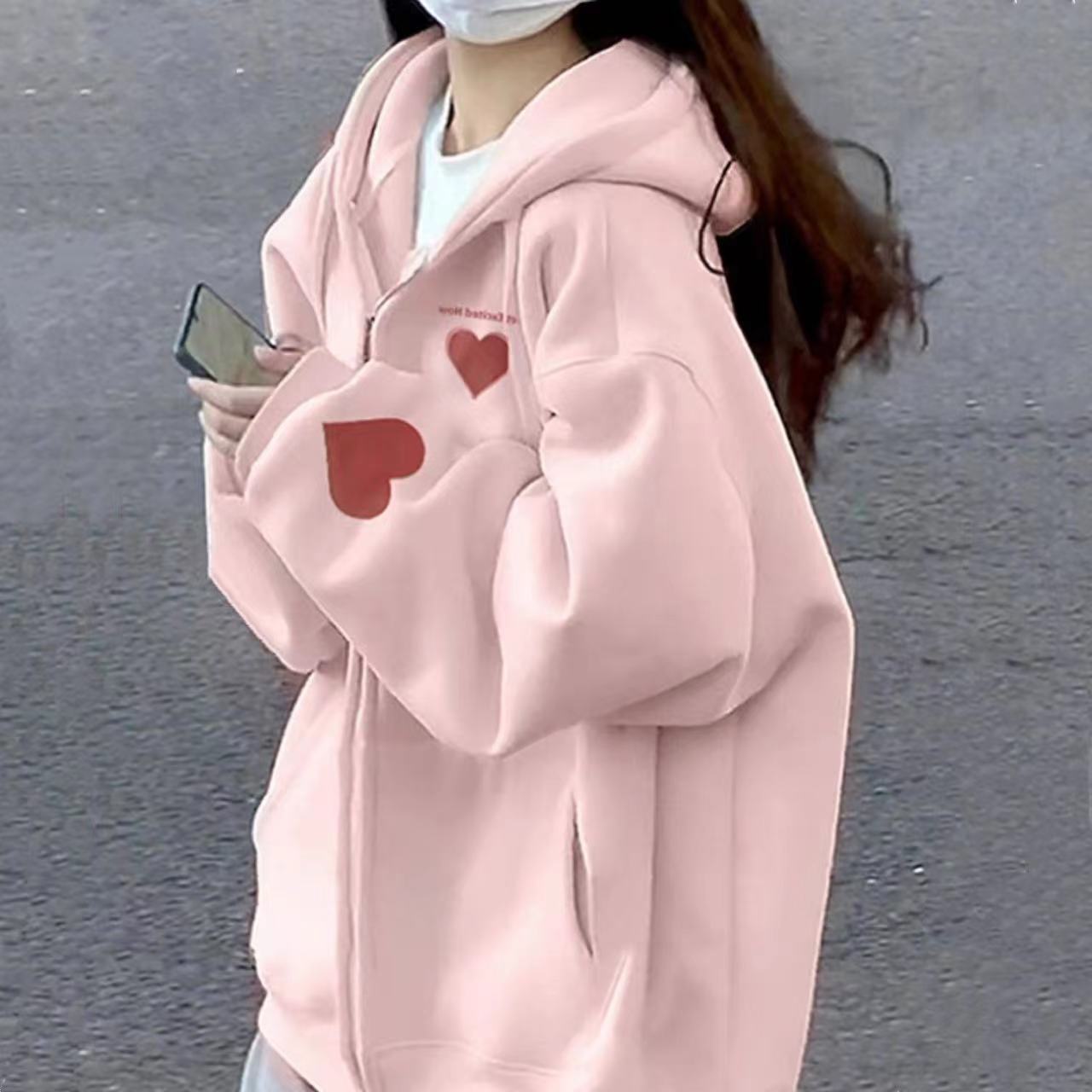 2023新款甜美淡粉色外套女秋季oversize寬鬆垂墜感慵懶風入秋外套
