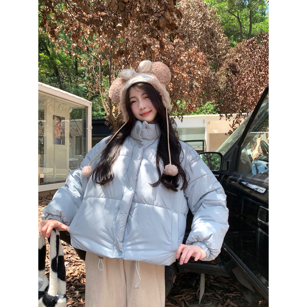 奶呼呼純色小個子短款立領麵包服女2023冬韓版加厚閨蜜裝百搭棉服