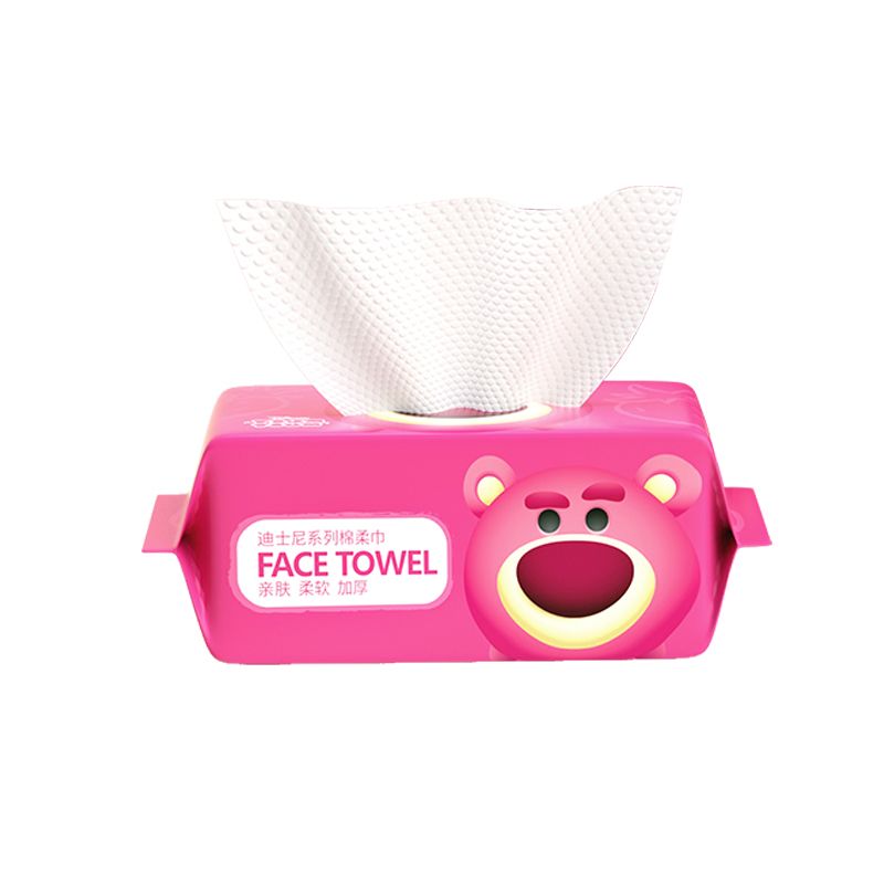 迪士尼洗脸巾一次性洗面巾纯棉超厚加大抽纸取式婴儿棉柔巾草莓熊