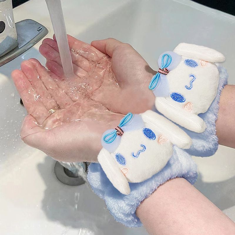 可爱兔子洗脸手腕带防湿袖女防水护腕儿童洗漱用吸水神器卡通手环