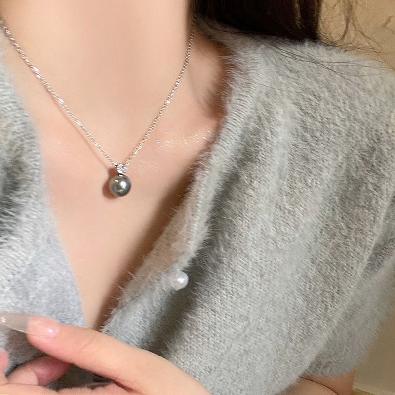 珍珠鋯石吊墜項鍊女ins簡約冷淡風小眾高級感鎖骨鏈時尚洋氣飾品