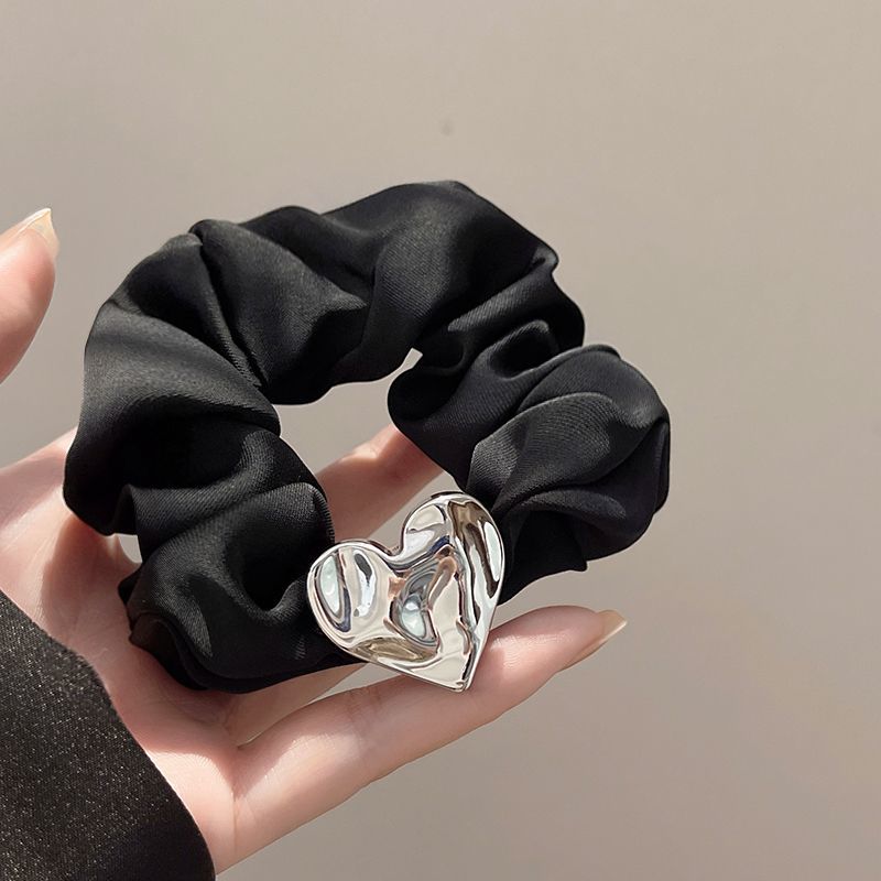 Schwarzer Temperament Kamelien Dickdarm Haarkreis, exquisiter Herz Dickdarm Kreis, Lederband Krawatte, Pferdeschwanz Haarseil Kopfbedeckung_voghion.com