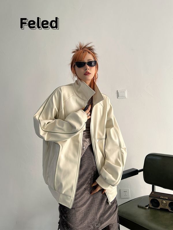 Feira Denton loose slim American retro design jacket leather jacket men and women fashionable design tops