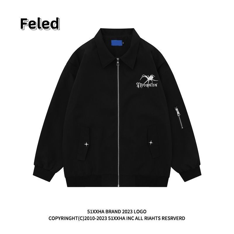 Feila Denton hip-hop retro versatile spider print couple jackets for men and women autumn and winter new jackets trendy tops