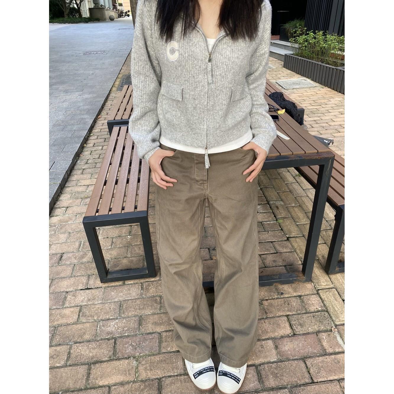 美拉德美式復古水洗直筒休閒褲男女伐木簡約百搭寬鬆褲子2023秋季