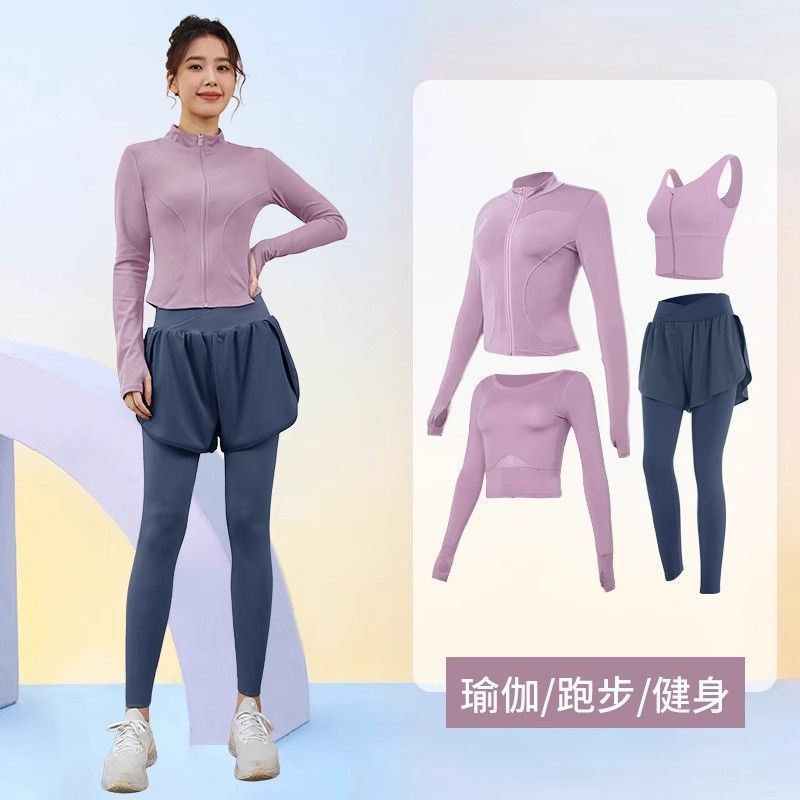 健身服套裝女秋冬健身房跑步運動服修身顯瘦專業訓練普拉提瑜伽服