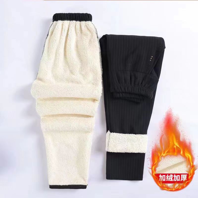 Middle-aged and elderly mothers' pants, winter fleece pants, women's old ladies' cotton pants, thickened warm outer trousers, women's straight pants