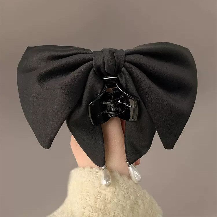 The fugitive princess satin big bow hair shark clip ins style back head catcher headband hair accessories hair clip for women