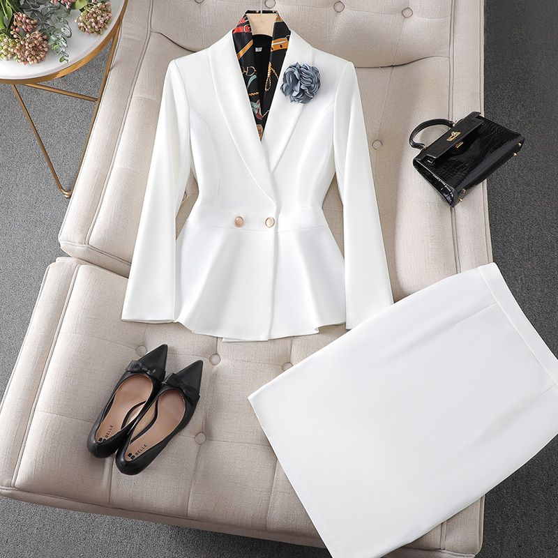 Professional attire, goddess style long-sleeved suit, women's fashionable hotel annual meeting jewelry store sales department work clothes