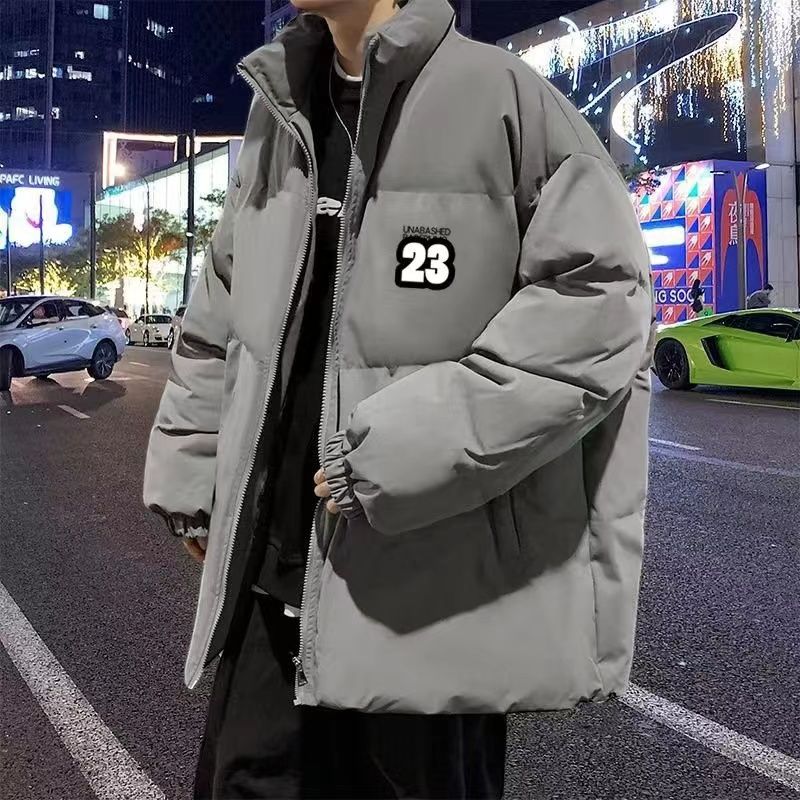 新款港風加厚棉服外套男冬季棉衣防寒保暖立領印花麵包服情侶棉襖