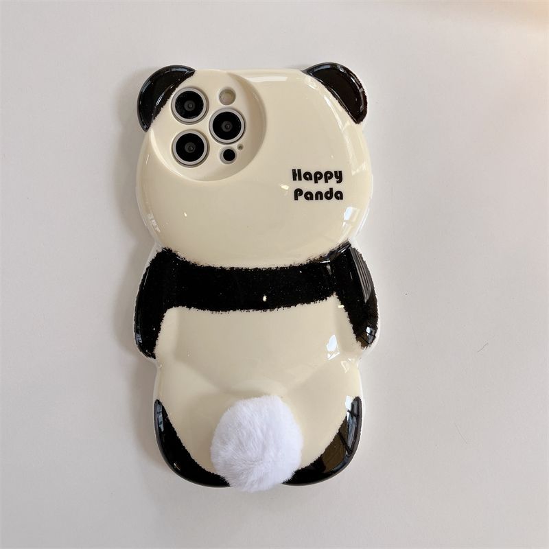 Three-dimensional bear back fur ball tail iPhone14 mobile phone case iPhone13 new model Apple 15 niche 12