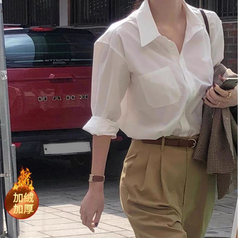 CONGRAZIO長袖襯衫女秋冬2023新款設計感小眾襯衣女外套疊穿上衣