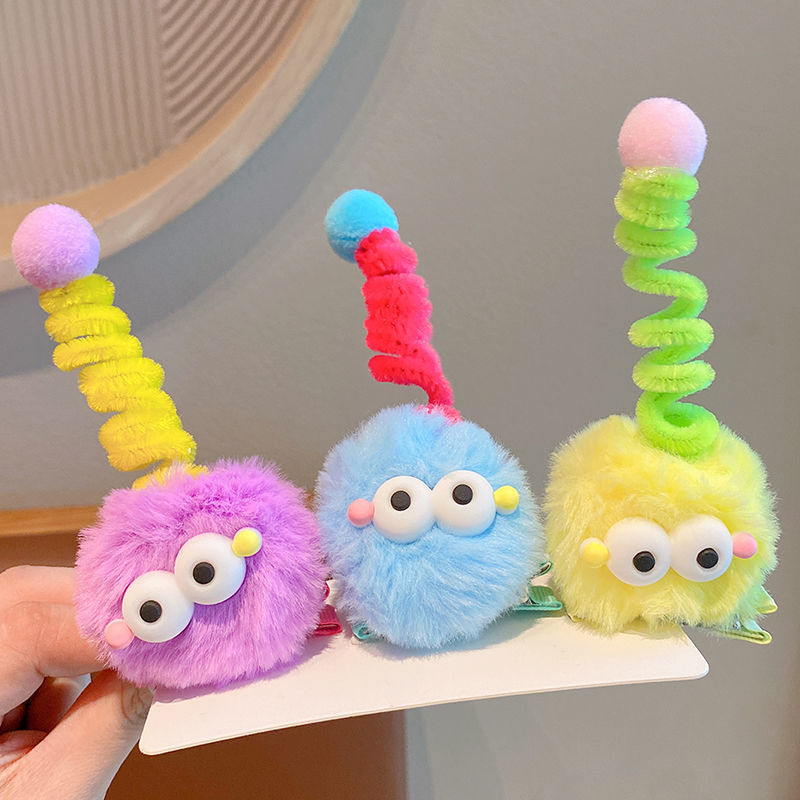 Children's cute briquettes twist stick hairpin antenna ugly doll dopamine little girl hairpin hair ball funny hair accessories