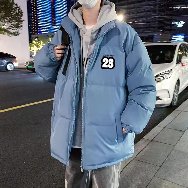 新款港风加厚棉服外套男冬季棉衣防寒保暖立领印花面包服情侣棉袄