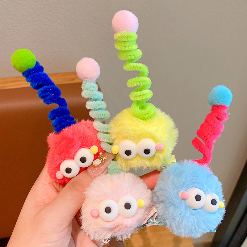 Children's cute briquettes twist stick hairpin antenna ugly doll dopamine little girl hairpin hair ball funny hair accessories
