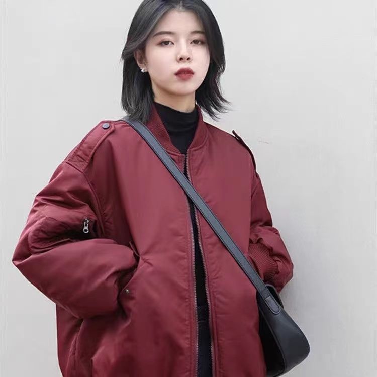 棉服女冬季2023年新款寬鬆短款秋冬飛行員夾克棉襖外套加厚棒球服
