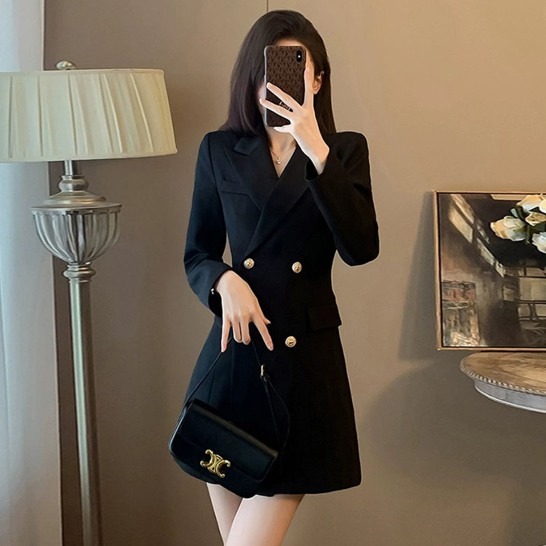 高級感西裝連衣裙女2023秋冬新款收腰顯瘦氣質時尚職業西服裙子女