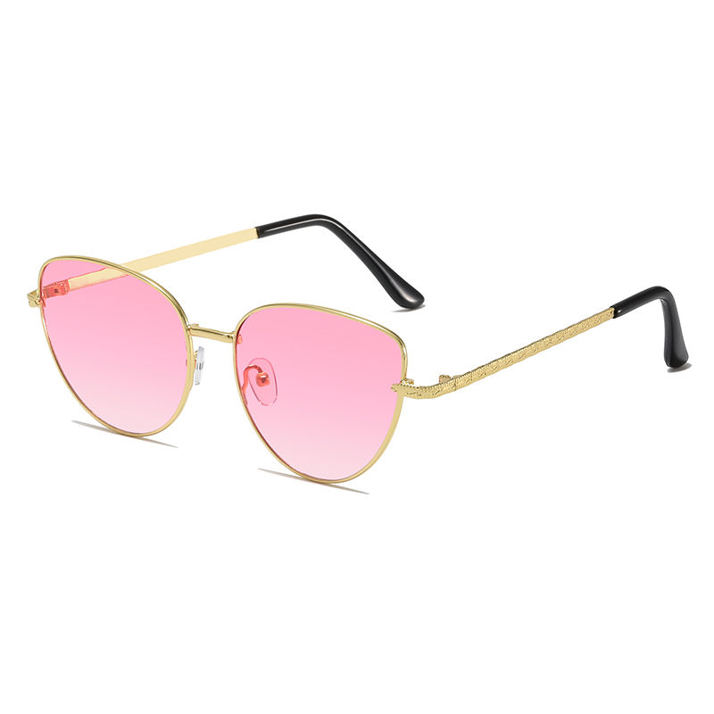 新款金属猫眼太阳镜欧美小框个性潮流嘻哈三角墨镜女时尚眼镜