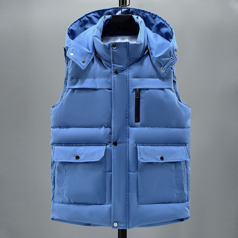 Down Cotton Vest Men's Autumn and Winter New Warm Coat Thickened Cotton Coat Wearing Multi Pocket Work Vest_voghion.com