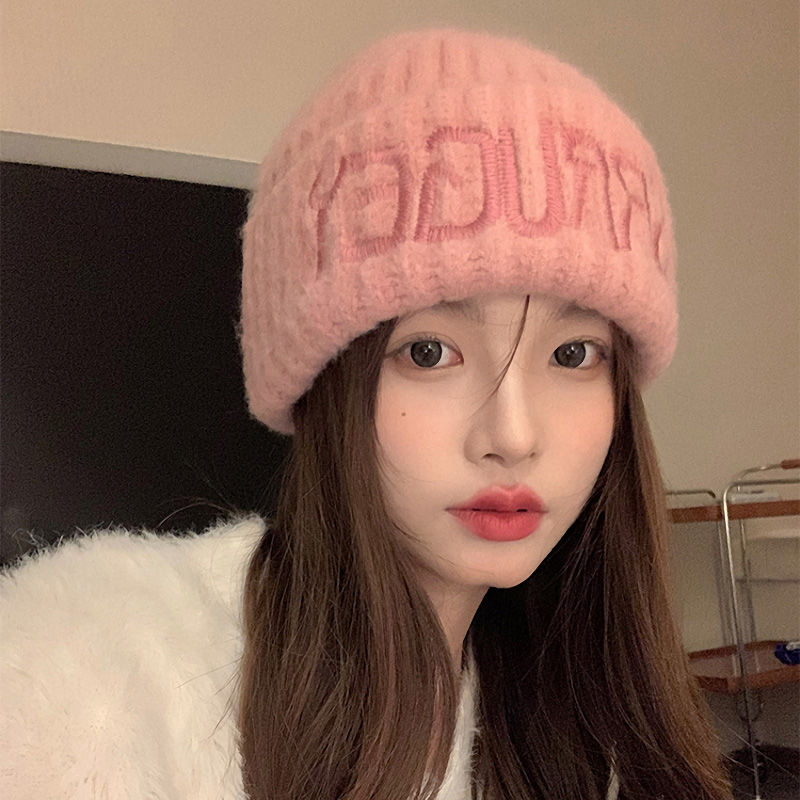 Hat Women's Winter Thickened Warm Large Head Circumference Cold Hat Korean Style Versatile Face-Showing Small Ear-Protecting Student Knitted Wool Hat