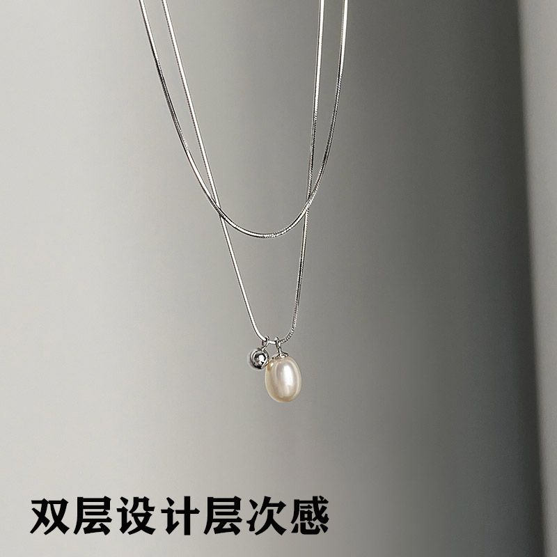【真品】999纯银珍珠项链女双层天然高档气质小众送女友生日礼物