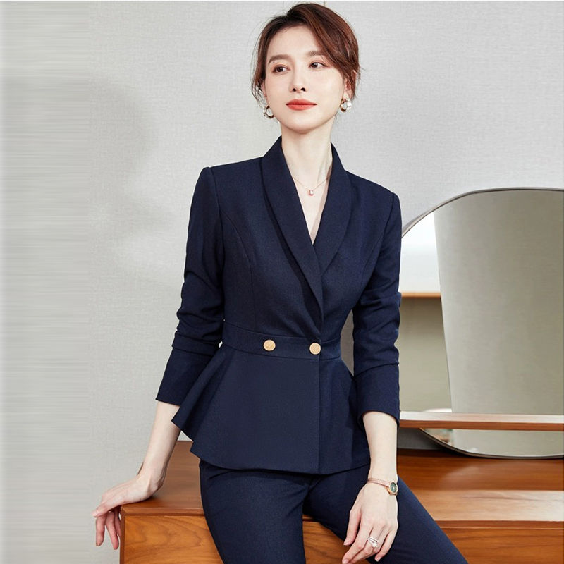 Professional suit skirt, women's fashion temperament, autumn and winter high-end suit jacket, workplace formal wear, jewelry store work clothes