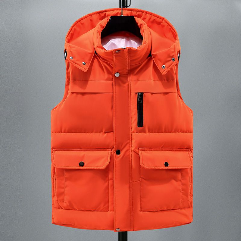 Down Cotton Vest Men's Autumn and Winter New Warm Coat Thickened Cotton Coat Wearing Multi Pocket Work Vest_voghion.com