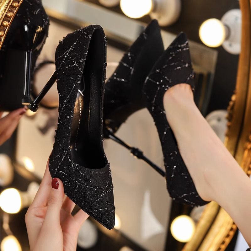 2023 new autumn bed high-heeled shoes for women, niche stiletto heels, versatile pointed toes, sexy ladylike temperament single shoes