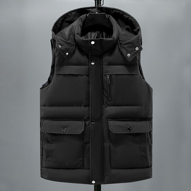 Down Cotton Vest Men's Autumn and Winter New Warm Coat Thickened Cotton Coat Wearing Multi Pocket Work Vest_voghion.com