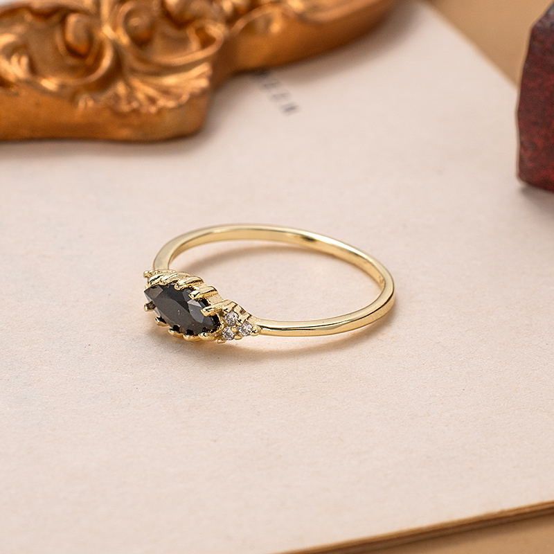 Vintage Silver Devil's Eye Ring For Women Geometric Black Onyx_voghion.com