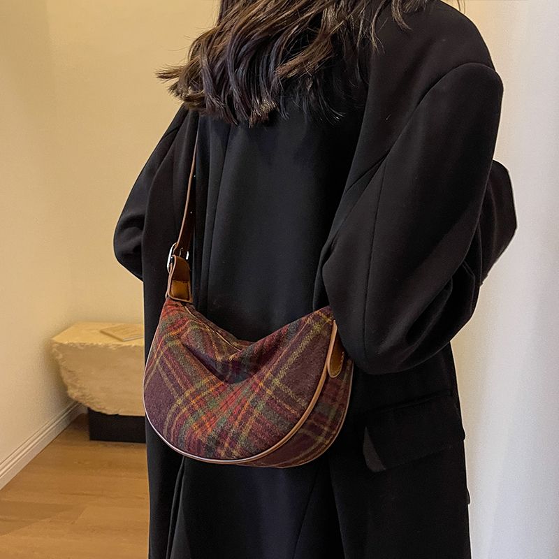 艾米兔女包撞色秋冬設計2023新款復古格子潮時尚單肩百搭斜挎包