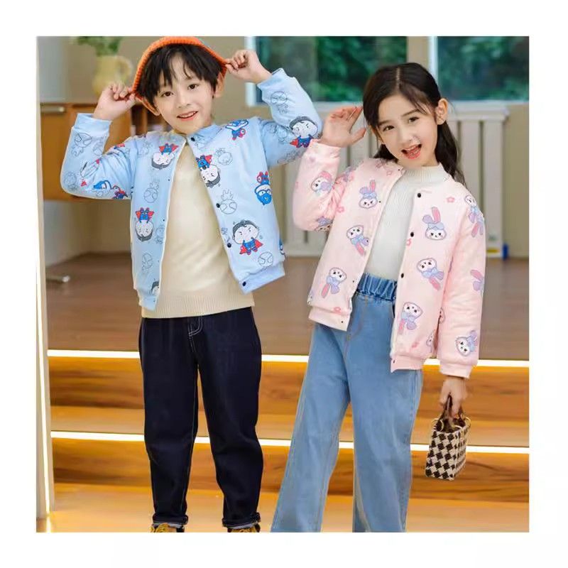 Pao Chen children's silk cotton-padded jacket with inner liner, quilted small cotton-padded jacket, thickened cotton-padded jacket for boys and girls, middle-aged and older children, school uniform artifact