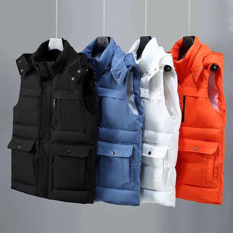 Down Cotton Vest Men's Autumn and Winter New Warm Coat Thickened Cotton Coat Wearing Multi Pocket Work Vest_voghion.com
