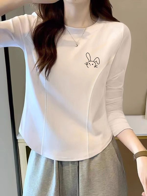 2023秋冬正肩短款修身打底衫女純棉小個子內搭時尚長袖t恤女上衣